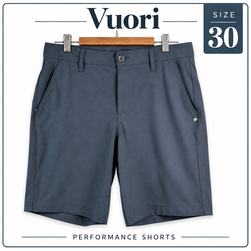 Vuori Meta Shorts Mens 30 Charcoal Gray Performance Stretch Hiking Golf Techwear